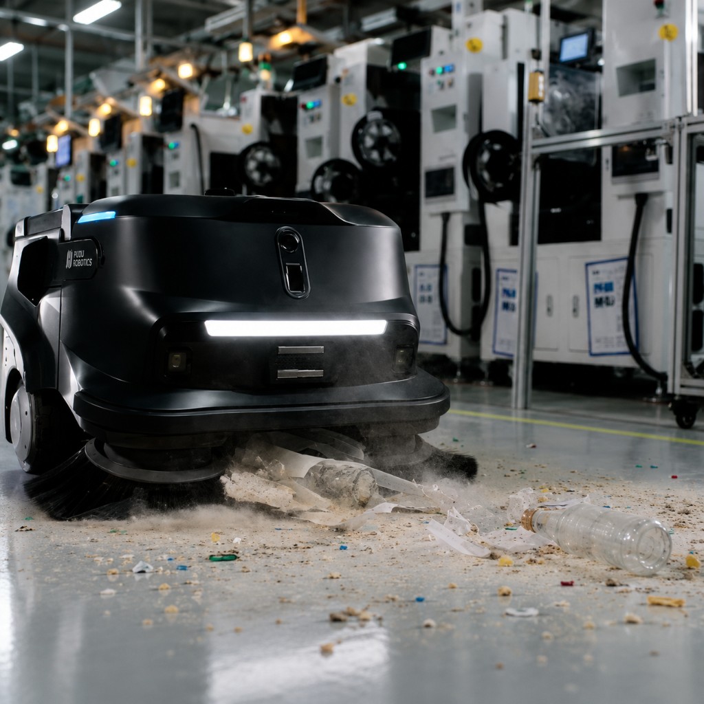 PUDU MT1 Max em operação em galpão industrial
